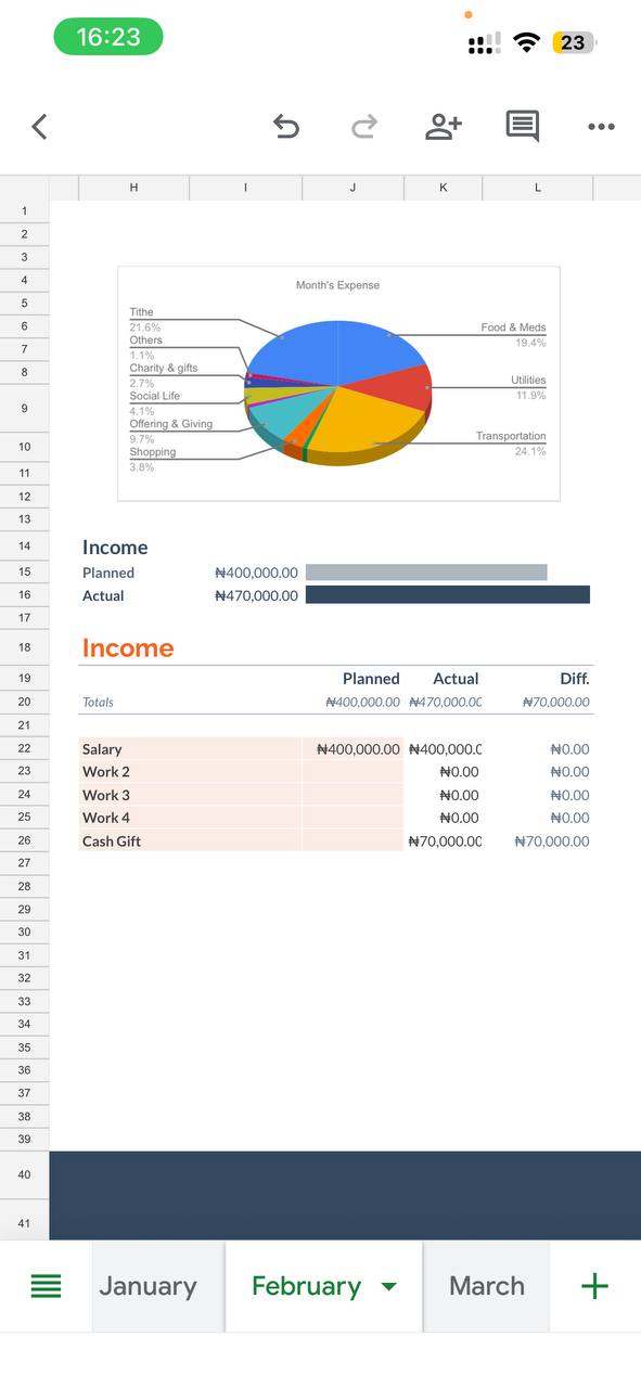 Salary Flow System Excel tracker — screen 3