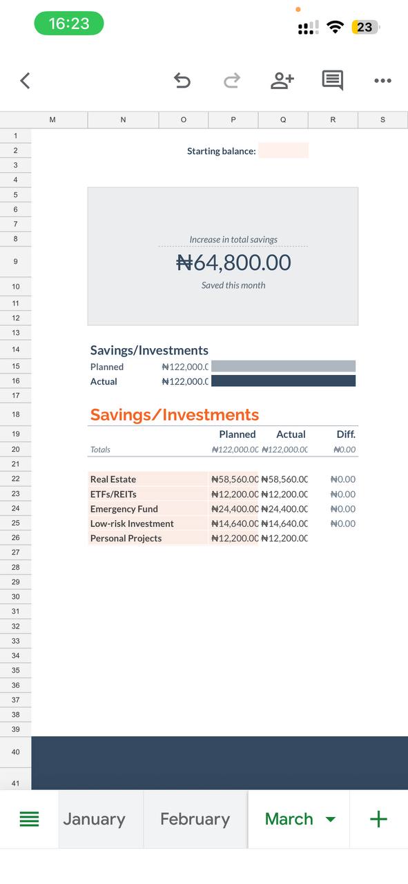 Salary Flow System Excel tracker — screen 4