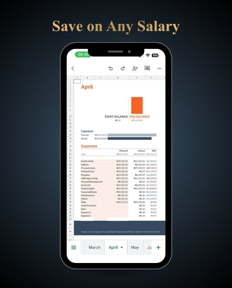 Save On Any Salary Excel tracker